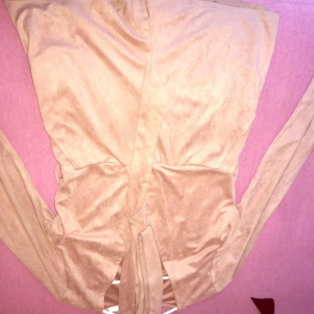 Skin pink suede romper